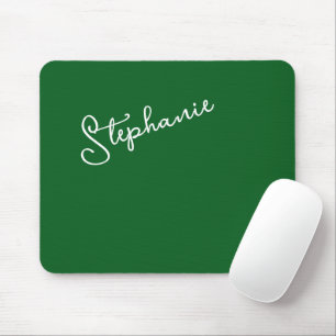 Tapis De Souris Vert forêt personnalisé nom script minimaliste