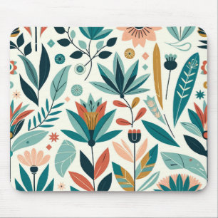 Tapis De Souris Vert Orange Bold Moderne Floral Motif d'impression