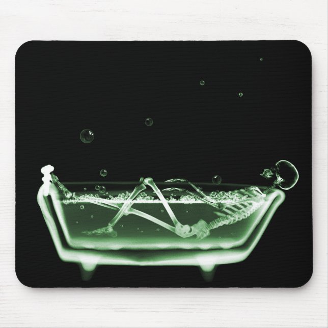 Tapis De Souris Vert squelettique de noir de Bath de rayon X (Devant)