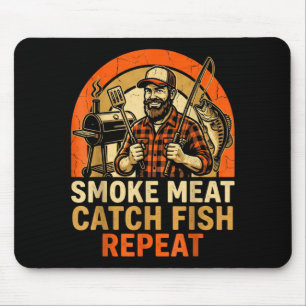 Tapis De Souris Viande fumée attraper poisson répéter barbecue pap