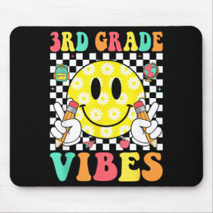 Tapis De Souris vibes de 3e année sourire rétro visage enseignant
