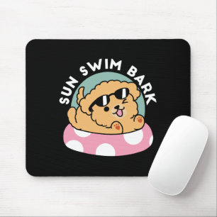 Tapis De Souris Vibes d'été Chien - Chiot flottant avec lunettes d