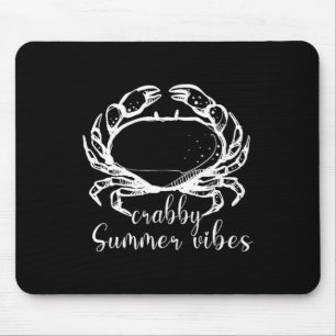 Tapis De Souris Vibes d'été grincheux, j'aime les crabes, cadeau d