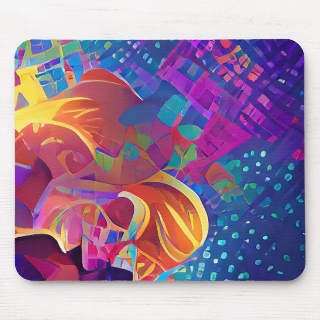 Tapis De Souris Vibrant multicolore belle fuchsia jaune violet (Devant)