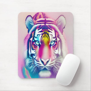 Tapis De Souris Vibrant Tigre Coloré Visage Bold Faune moderne