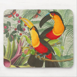 Tapis De Souris Vibrant Tropical Toucan Birds Art Exotic Jungle