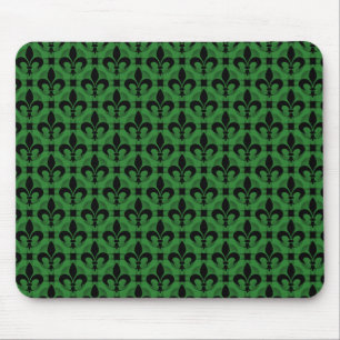 Tapis De Souris Vibrant Vert Fancy Fleur de lis Mousepad