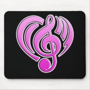Tapis De Souris Vibrations Amour musical Coeur rose Note DJ