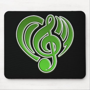 Tapis De Souris Vibrations Amour Musical Coeur Vert Musique Note D