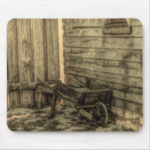 Tapis De Souris vieille fenêtre bois brouette en bois ferme rustiq