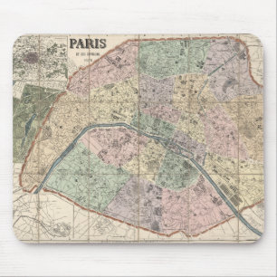 Tapis De Souris Vieille ville Vintage Carte de Paris, France Europ