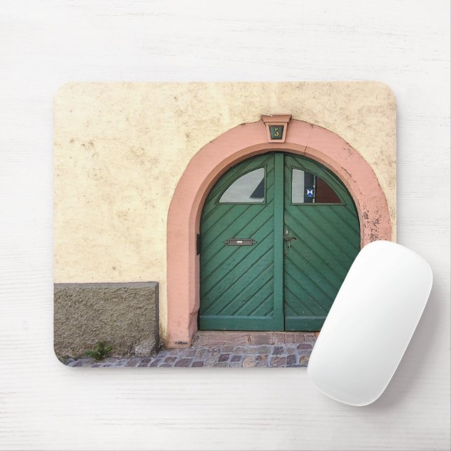 Tapis De Souris Vielle porte verte en arc (Avec souris)