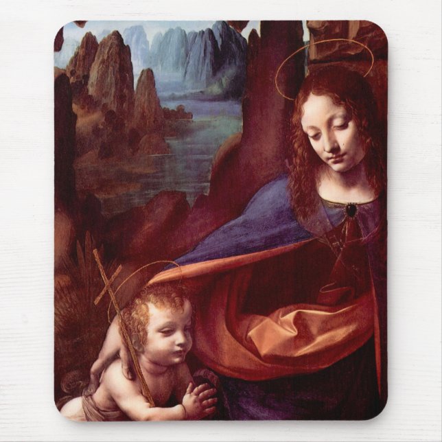 Tapis De Souris Vierge des Rochers par Léonard de Vinci (Devant)