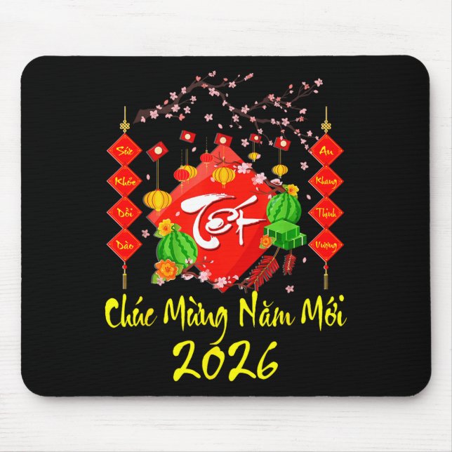Tapis De Souris Vietnamese Lunar New Year 2026 Tet Viet Chuc Mung  (Devant)