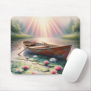 Tapis De Souris Vieux Bateau À Voie Rustique Dans Les Nappes D'Eau