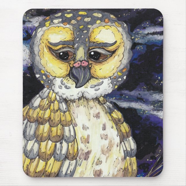 Tapis De Souris Vieux hibou sage Mousepad (Devant)