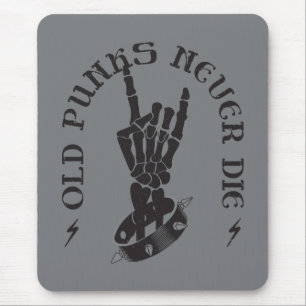 Tapis De Souris Vieux Punks Ne Meurent Jamais Skeleton Rock Sur Go