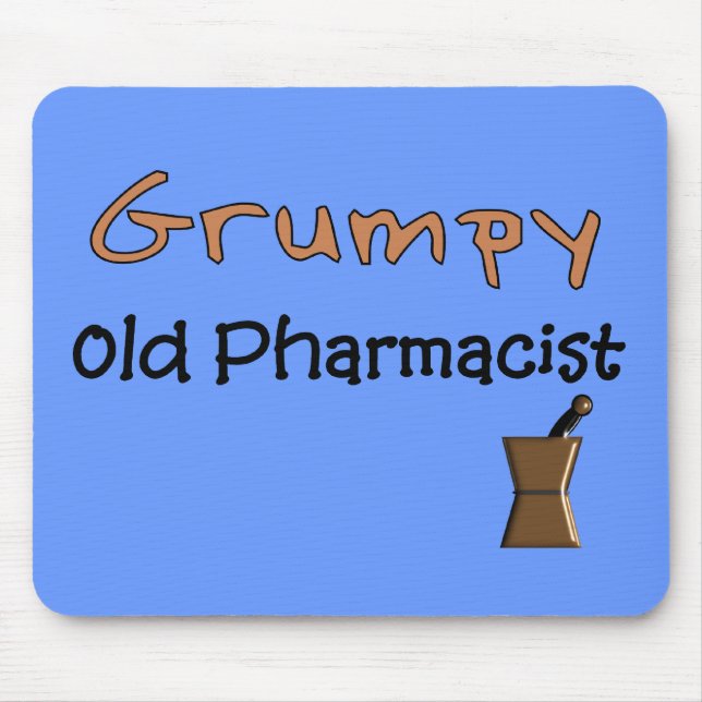 Tapis De Souris Vieux T-shirts et cadeaux grincheux de pharmacien (Devant)