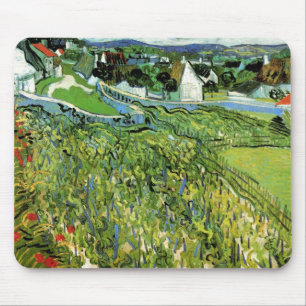 Tapis De Souris Vignobles avec vue sur Auvers par Vincent van Gogh