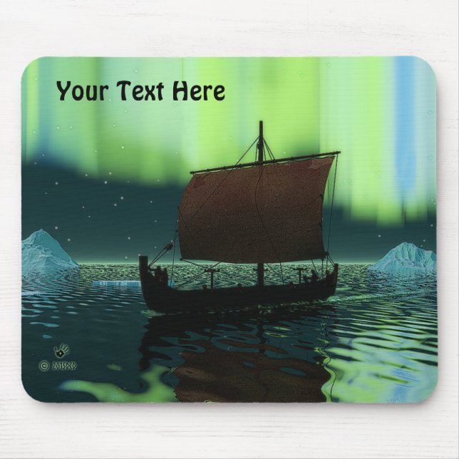 Tapis De Souris Viking Navire Et Lumières Du Nord (Devant)