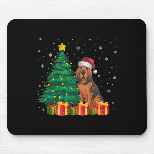 Tapis De Souris Vilain sanglier Santa Hat Feux de Noël Chien Lov (Devant)