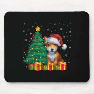 Tapis De Souris Vilain Toy Fox Terrier Santa Hat Les lumières de N