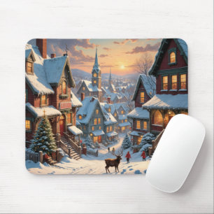 Tapis De Souris Village de Noël enneigé