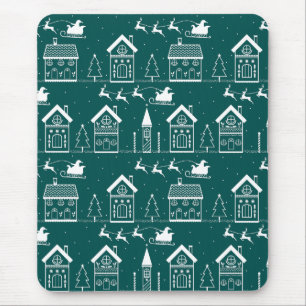Tapis De Souris Village nordique de Noël enneigé