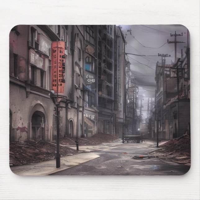 Tapis De Souris Ville abandonnée | Dystopie post-apocalyptique (Devant)