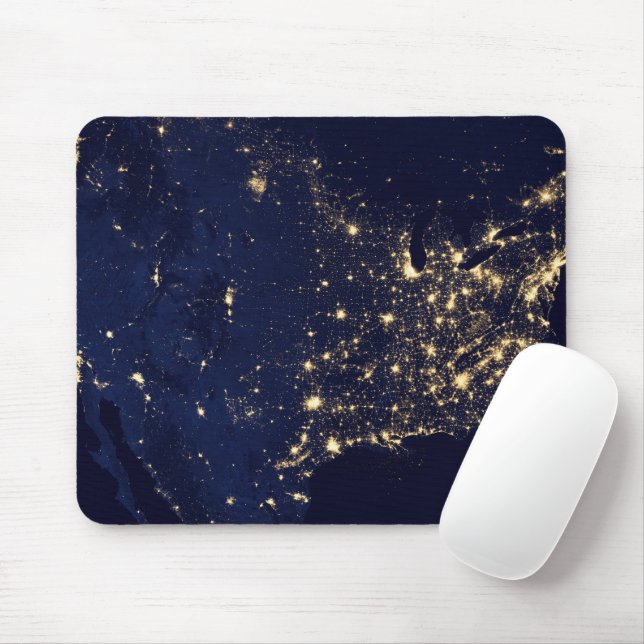 Tapis De Souris Ville Des États-Unis La Nuit. (Avec souris)
