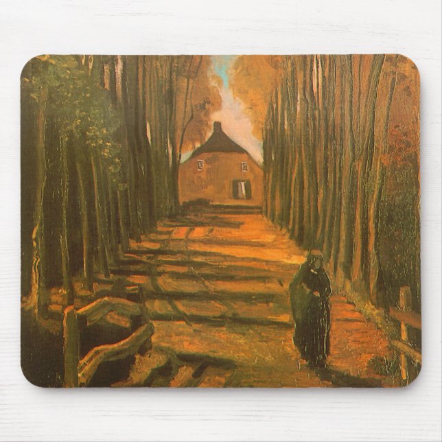 Tapis De Souris Vincent van Gogh - Avenue des peupliers à l'automn (Devant)