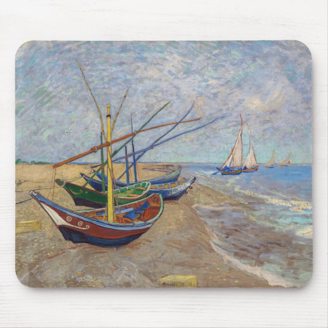 Tapis De Souris Vincent van Gogh - Bateaux de pêche sur la plage (Devant)