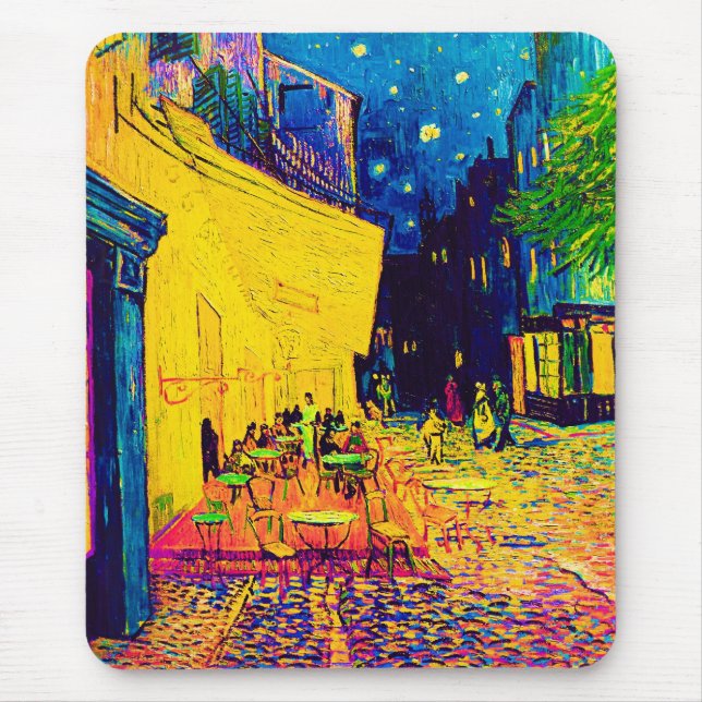 Tapis De Souris Vincent Van Gogh - Café Terrasse Au Night Pop Art (Devant)