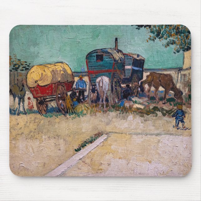 Tapis De Souris Vincent Van Gogh - Caravanes, Camp de Tziganes prè (Devant)