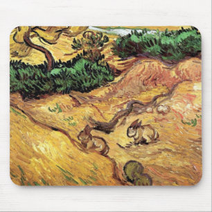 Tapis De Souris Vincent Van Gogh - Champ avec deux lapins Beaux-Ar