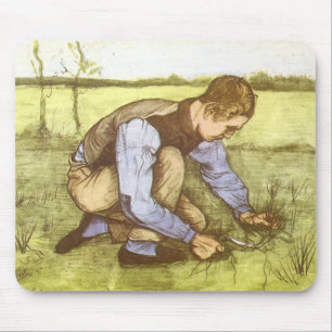 Tapis De Souris Vincent van Gogh - Garçon coupant l'herbe avec la 