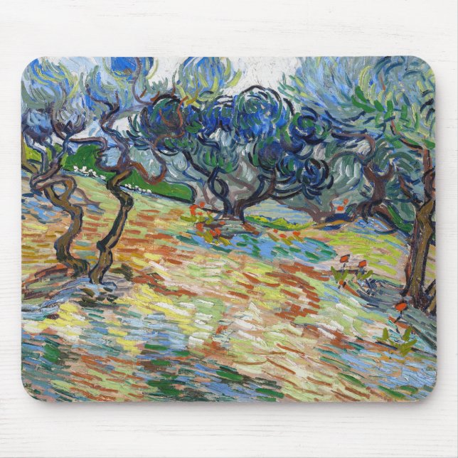 Tapis De Souris Vincent van Gogh - Olive Trees : Ciel bleu clair (Devant)