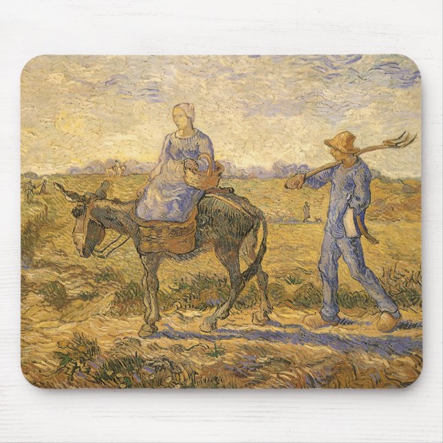 Tapis De Souris Vincent van Gogh - Un couple paysan va au travail (Devant)
