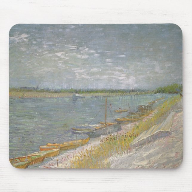 Tapis De Souris Vincent van Gogh - Vue d'une rivière avec des bate (Devant)
