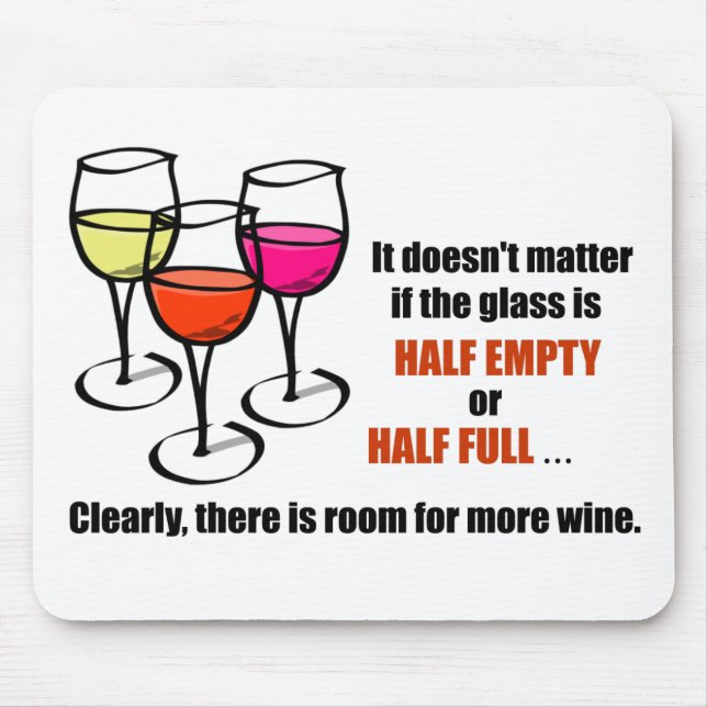 Tapis De Souris Vins de caricature Verre mi-Vin vide Humour (Devant)