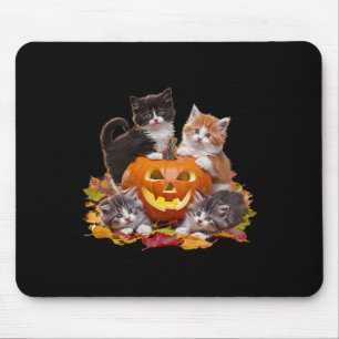 Tapis De Souris Vintage 90s Chat Citrouille Halloween rétro floral