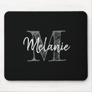 Tapis De Souris Vintage black and white typography name monogram