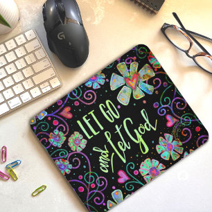 Tapis De Souris Vintage Boho Let Go and Let God Floral Inspirivity