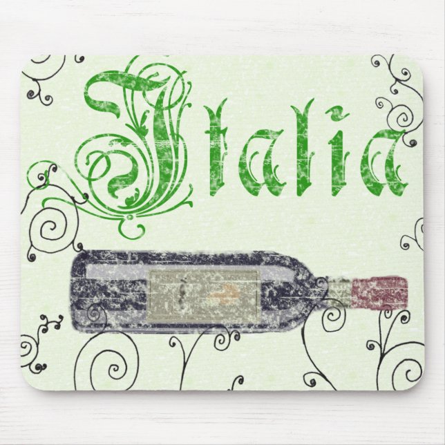 Tapis de souris vintage bouteille de vin italien (Devant)