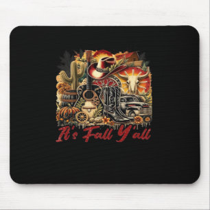 Tapis De Souris Vintage C’est automne Y’all Cowgirl Boots Guitare
