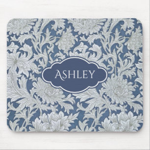Tapis De Souris Vintage Chrysanthème Floral Motif avec Monogramme