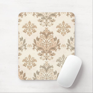 Tapis De Souris Vintage Damas Elégant Beige Ferme Française