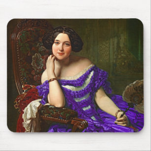 Tapis De Souris Vintage Dame Élégante En Robe Violette Bleue
