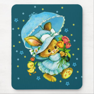 Tapis De Souris Vintage Easter Bunny and Chick Gift