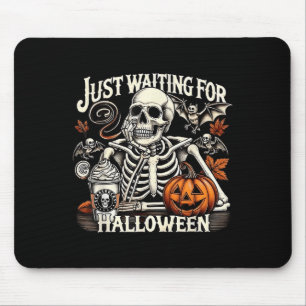 Tapis De Souris Vintage En Attente D'Halloween Drôle Squelette